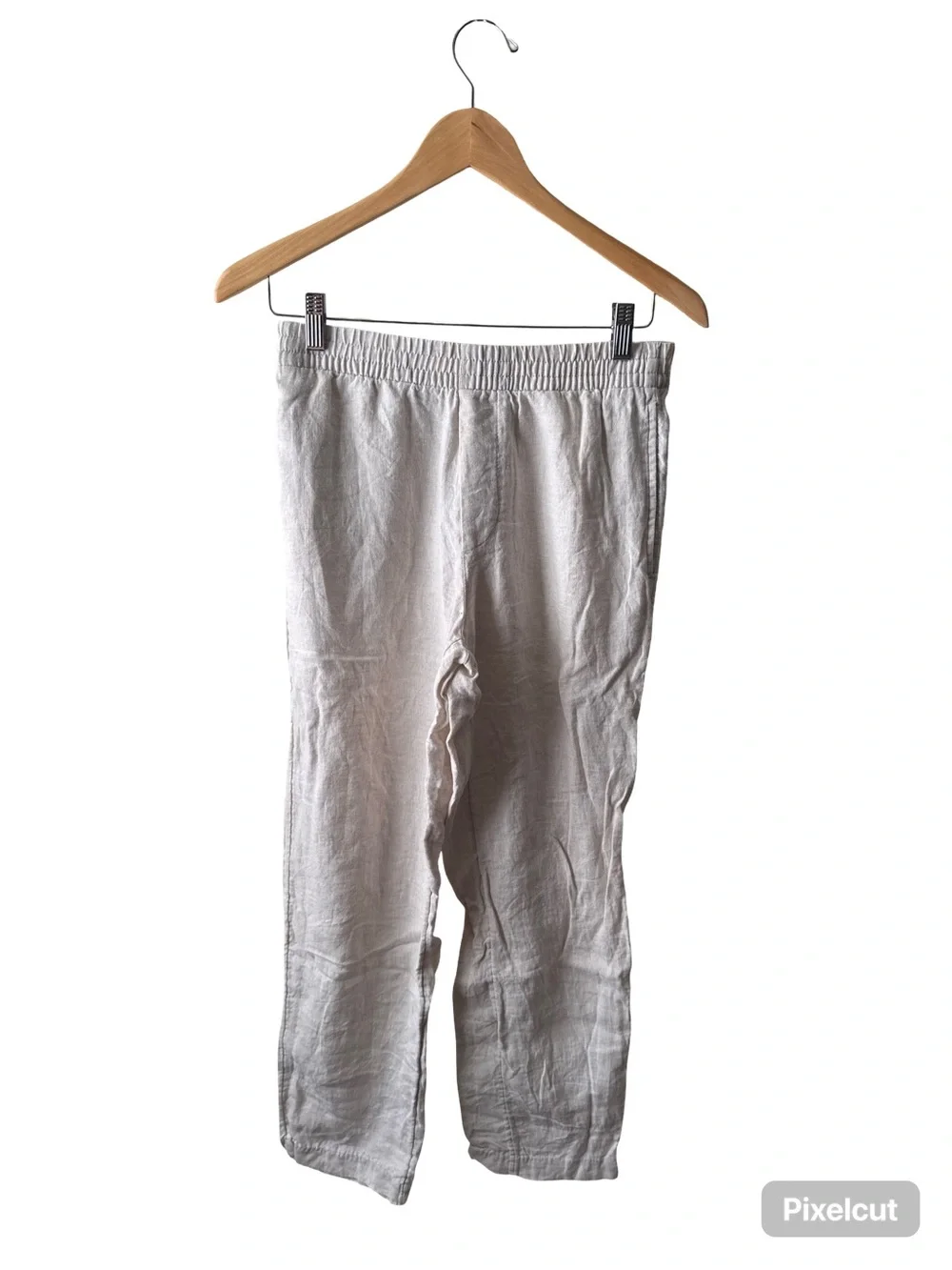 H&M Natural Beige Linen-Elastic Waist Pants